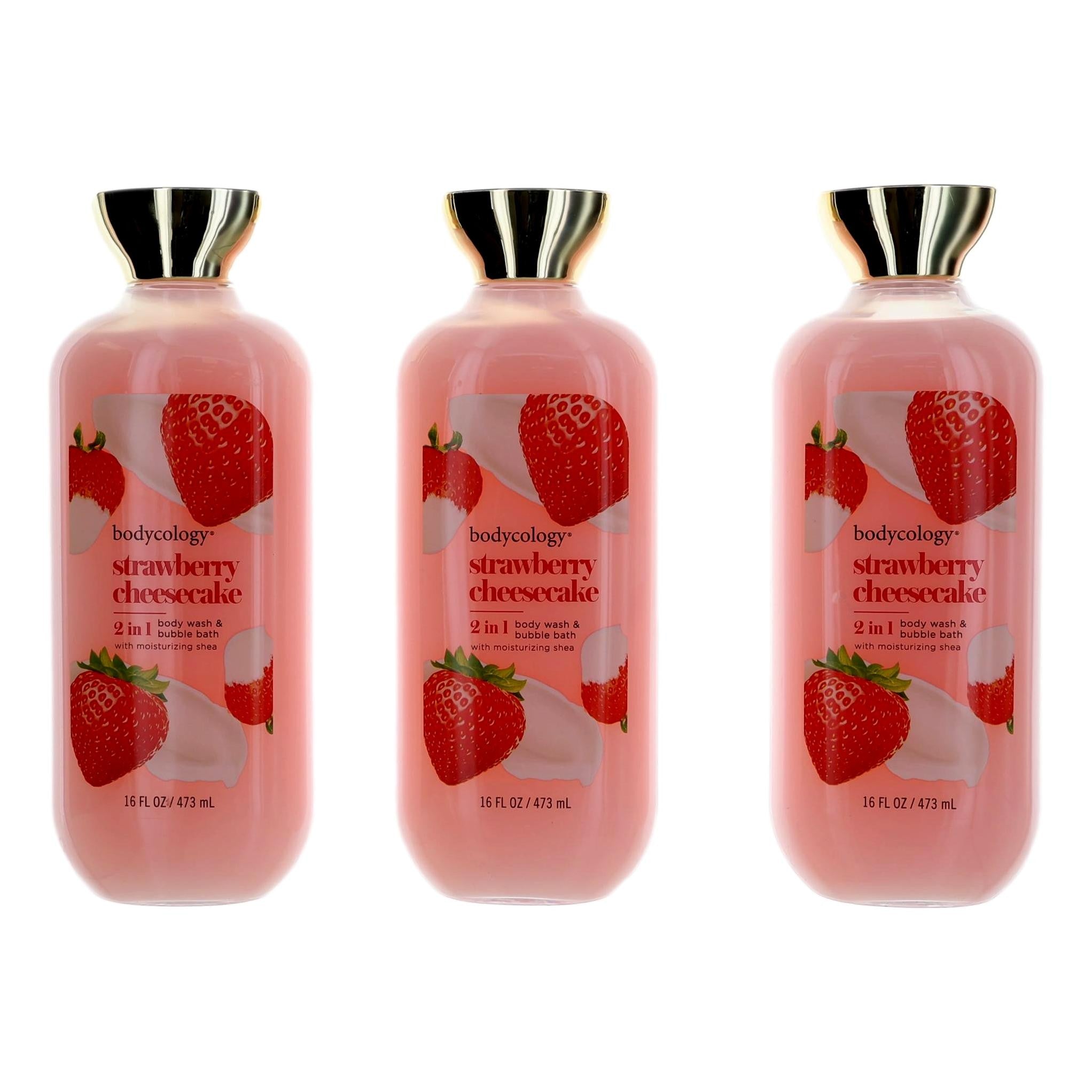 Photo of Strawberry Cheesecake, 3 Pack 16oz 2 in 1 Body Wash & Bubble Bath women